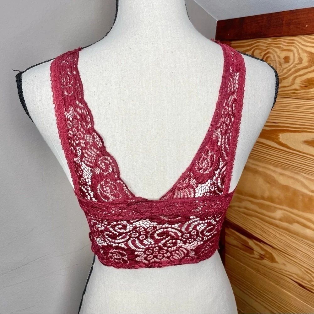 Altar’d State Intimates Burgundy Maroon Sheer Lace Bralette Small Medium